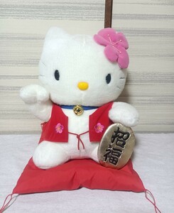 43cm 特大 ハローキティ 1999 招き猫 ぬいぐるみ 招福 小判 梅 座布団 ちゃんちゃんこ PARTNER パートナー サンリオ Sanrio