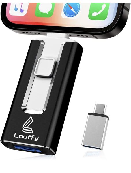 128GB usbメモリ 3.1高速4in1 iPhone usbメモリー フラッシュドライブ アイフォン用メモリ IOS Android PC USB 両面挿しスマホ USB 黒