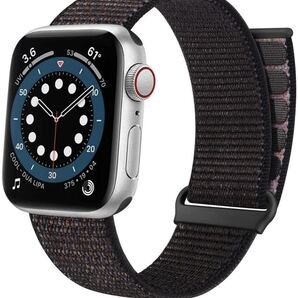 Apple アップルウォッチバンド 42/44/45/49mm ナイロンバンド 交換ベルト 替えベルト シリーズ2345678SE対応 マジクテープ 黒ブラック