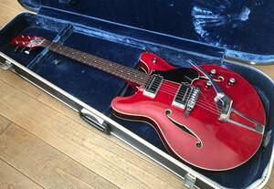 銘機 YAMAHA SA-30T Cherry Red 初期型 4桁serial 薄型フルアコ構造 トラ杢ボディ材/ 純正ハードケース付 (Gibson ES330 Epiphone Riviera)