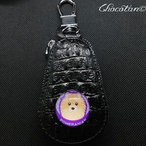 【送料無料】ポメラニアン ② キーケース 黒【新品】