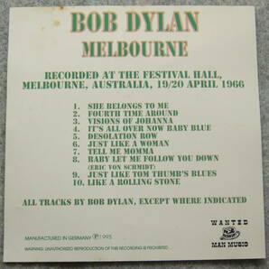 CD BOB DYLAN MELBOURNE LIVE AT THE FESTIVAL HALL,MELBOURNE, AUSTRALIA, 19/20 APRIL 1966 WANTED MAN MUSIC WMM 023 ボブ・ディランの画像4