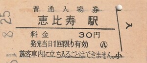 G083.恵比寿駅　30円　51.8.25　シミ汚れ