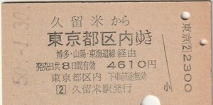 Q049.鹿児島本線　久留米から東京都区内ゆき　博多、山陽、東海道本線経由　50.1.30