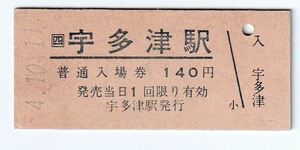 S143.JR四国　予讃線　宇多津駅　140円　4.10.11【経年劣化：ヤケ有】【5001】