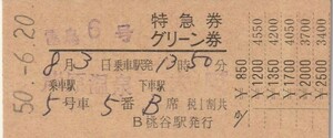 T078.『雷鳥6号』芦原温泉⇒大阪　50.6.20　桃谷駅発行