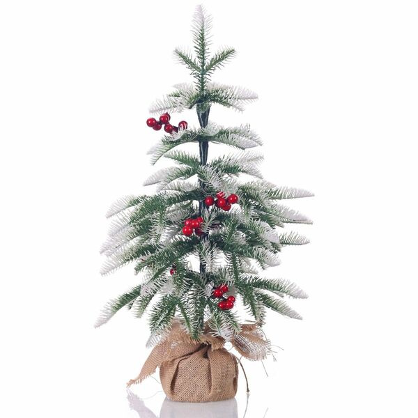 クリスマスツリー 60cm 卓上 机 赤いベリー装飾 LEDストリングライト装飾
