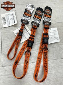 1円 HARLEY-DAVIDSON 犬用 ナイロン首輪 オレンジ 正規品 3点 まとめて 首回り 30～45/20～30㎝ アメリカ製 ペット用品 ハーレー