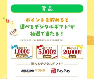 懸賞応募★5000円分！選べるデジタルギフト Amazonギフトカード・PayPayポイントが当たる！チロルチョコキャンペーン！応募レシート