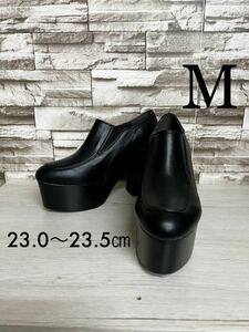 M EMODA emo da23.23.5. black black pumps Loafer round stitch shoes thickness bottom lady's unused . close 