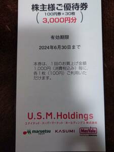 USM☆カスミ・マルエツ・マックスB☆　株主優待12,000円分　○送料無料○