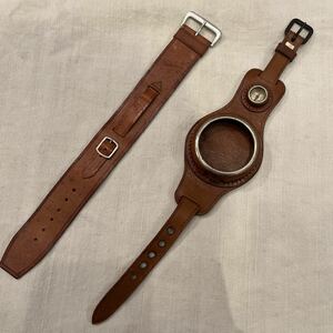 腕時計ベルト2本セット 古道具　アンティーク　レザー　大正　懐中時計　古時計　方位磁石