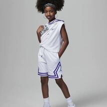 U552 未使用 ジョーダン JORDAN NIKE ナイキ キッズ 子供服 ハーフパンツ Mサイズ 140cm 女の子 男の子 ホワイト×パープル　_画像7