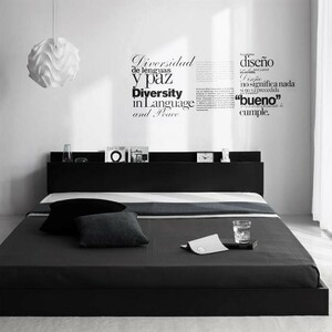  semi-double bed mattress * shelves * outlet attaching black black floor bed low bed semi-double 