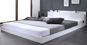  двуспальная кровать матрац * полки * розетка имеется белый пол bed low bed bed двойной кровать с решетчатым основанием 