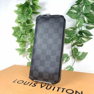 1円 LOUIS VUITTON ルイヴィトン ダミエ グラフィット 長財布 ヴェルティカル ジッピー N63095 シリアルナンバーCA3105