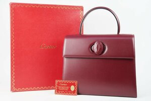 【超美品】Cartier カルティエ ターンロック ボルドー ハンドバッグ ブランド鞄【PT70】