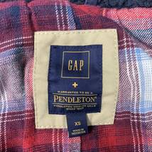 コラボ商品 GAP × PENDLETON コットンジャケット 裏地チェック パーカ ネイビー メンズ XSサイズ ダブルネーム ギャップ ペンドルトン_画像5