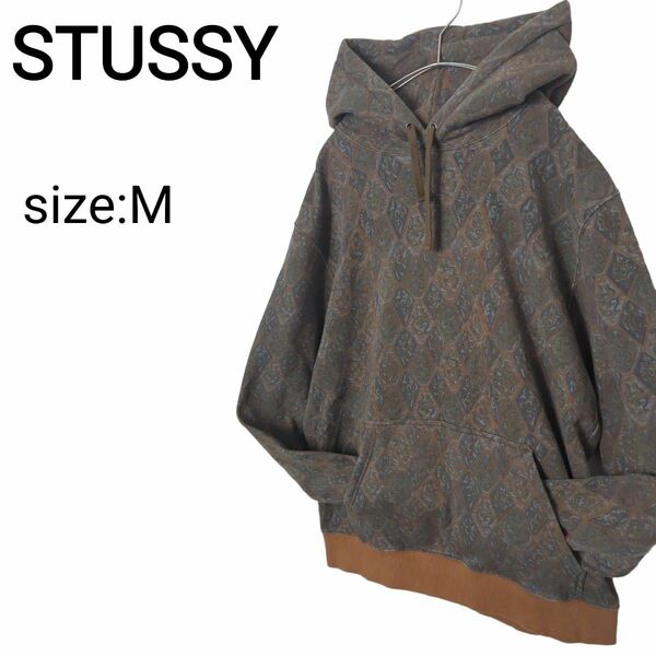 ☆美品☆ STUSSY HOODIE プルオーバーパーカー 総柄 M