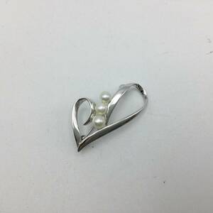 F49□ ミキモト MIKIMOTO 3粒 パール ピンブローチ 真珠 シルバーカラー パールサイズ約4～5mm レディース アクセサリー □