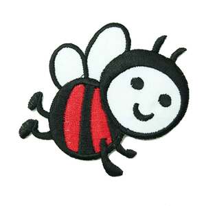 ★新品 はち 蜂 ミツバチ かわいい キャラクター デザイン ワッペン アイロン 簡単貼り付け アップリケ 刺繍