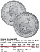 ☆南アフリカ　５シリング　１９５３年　銀貨　未使用☆_画像5
