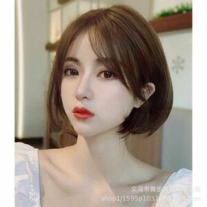 288フル ウィッグ ショート ボブ ストレート ブラウン ネット付 変装 かつら　女装　メッシュ　ショートボブ　韓国　コスプレ　