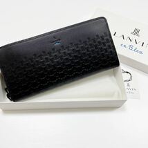 新品箱付 ランバン オン ブルー 長財布 ラウンドファスナー 黒 定価税込20,900円 589614_画像1