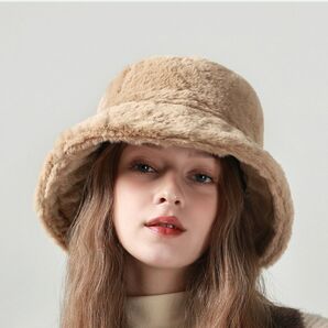 帽子 バケットハット ブラウン 韓国 大人可愛い ふわふわ もこもこ 秋 冬