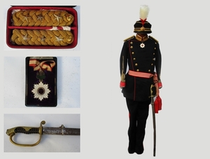  delivery # old Japan army military uniform complete set Meiji # land army large .[ order :. three etc. asahi day middle . chapter ] finger . sword etc. tree boxed # N4228#