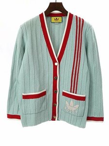 GUCCI×adidas Gucci × Adidas 3 линия Logo low gauge вязаный кардиган голубой M 702857 XKCDW IT55X6OH7QFC