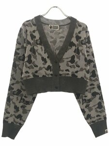 A BATHING APE ア ベイシング エイプ 23AW ABC CAMO CROPPED KNIT CARDIGAN クロップドカモ カーディガン グレー F IT3KW3MRQCLK