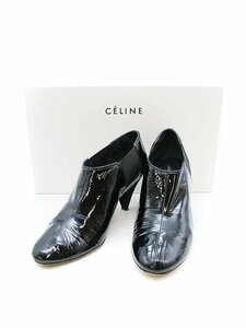 CELINE セリーヌ サイドゴアエナメルハイヒールパンプス ブラック 37 ITJEYO992IKA