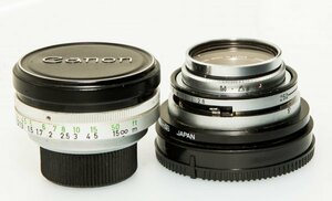 【改造レンズ】CANON SD F2.8/28mm , 2.8/50mm キャノンdemi Cのレンズ2本と専用NEXマウントアダプター【難あり】【APS-C向けレンズ】