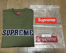 【試着のみ・送料無料】Mサイズ！Supreme Plaid Sleeve L/S Top 『Light Olive』 シュプリーム ロンT 2021FW Boxlogo_画像1