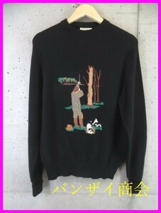 004m13◆良品◆イギリス製◆Scott＆Charters HAWICK 狩猟刺繍 ウールニットセーター/カーディガン/ゴルフ/ジャケット/英国製スコットランド