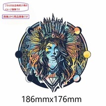 【レインボー丸　約186ｍｍｘ176ｍｍ】アート　インディアン　アメリカ　バイク　ステッカー　ヘルメットデカール_画像1