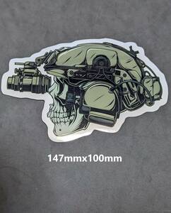 【147ｍｍｘ100ｍｍミリタリー　軍　War　army】アート　スカルステッカー 骸骨ステッカー ハーレー　ヘルメット アメリカ　