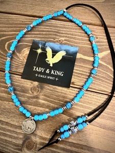 ★TADY&KING タディ&キング 購入 ホワイトハーツ 上質ターコイズ付 ネックレス一連 ゴローズ goros 鷲見太郎 ケンキクチ ウイングロックB13