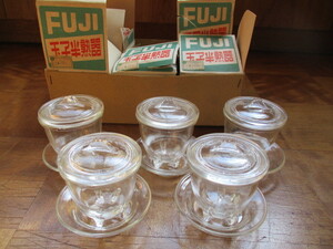 ５個　フジ玉子半熟器ガラス製品エッグスタンド古いデットストックアンティークビンテージ昭和レトロ 
