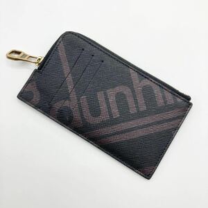 1円【極美品/現行品】ダンヒル dunhill デカロゴ フラグメントケース ウォレット ミニ財布 プリント カードケース メンズ 黒 PVC