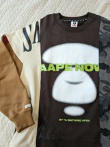 極美品　AAPE a bathing ape 再構築　ドッキング　スウェット　L　トレーナー ロゴ_画像1