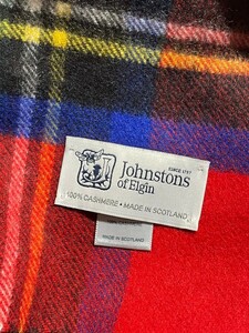 Johnstons　ジョンストンズ　スコットランドの伝統的な高級カシミア　カシミア100% マフラー　レッド系
