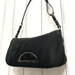 1円【入手困難】クリスチャンディオール Christian Dior マリスパール アクセサリーポーチ ショルダバッグ 肩掛け ナイロン 黒 ブラック