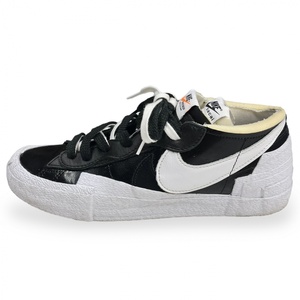 21年製 NIKE ナイキ ×sacai サカイ BLAZER LOW ブレーザー ロー DM6443-001 ローカット レザー スニーカー 切りっぱなし 27cm ブラック