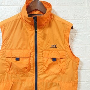 【美品】HELLY HANSEN ヘリーハンセン 4ポケット ナイロン アウトドア ベスト Mサイズ イエロー outdoor vest utility 