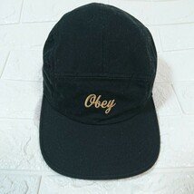 【美品】OBEY オベイ ロゴ刺繍 キャンプ キャップ フリーサイズ 黒 camp cap jet ジェット キャップ_画像2