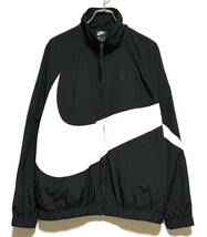 NIKE HBR STMT WOVEN JACKET BIG SWOOSH（M）黒／白 ナイキ ビッグ スウッシュ ウーブン ナイロン ジャケット オーバー サイズ_画像1