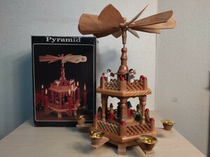 【希少品！！】Pyramid アンティーク クリスマス 置物 キャンドル スタンド 西洋 木製 模型 キャンドルスタンド クリスマスピラミッド