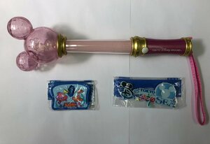 1円～【点灯確認済み】ディズニー　ペンライト　ディズニーシー　装飾用マグネット２点　合計３点セット